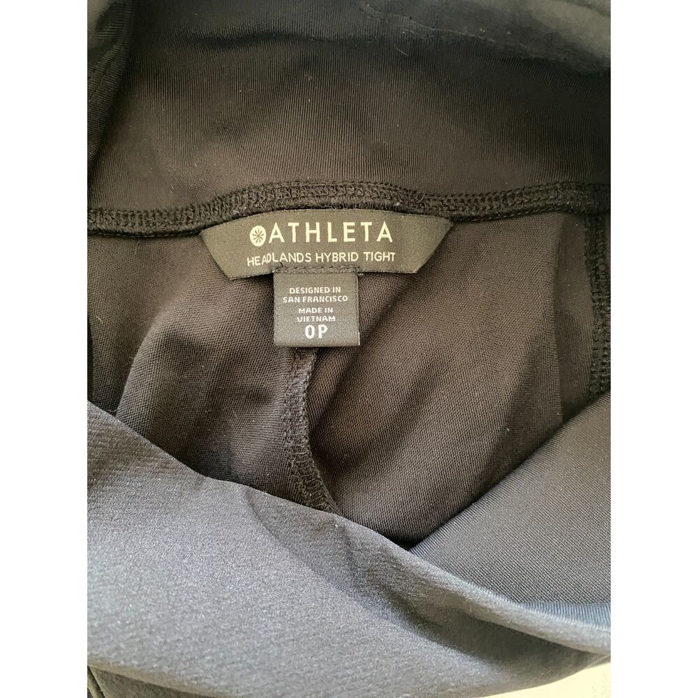 Athleta Black Headlands Hybrid Zippered Drawstring Tight Leggings Sz 0P - Picture 7 of 7